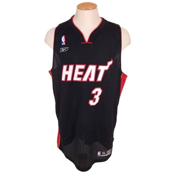 NBA Vintage Reebok Miami Heat Dwyane Wade #3 Basketball Jersey XL Red Black - Picture 1 of 11